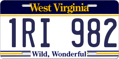 WV license plate 1RI982