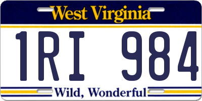 WV license plate 1RI984