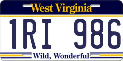 WV license plate 1RI986