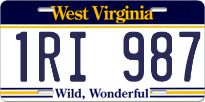 WV license plate 1RI987