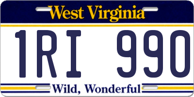 WV license plate 1RI990
