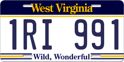 WV license plate 1RI991