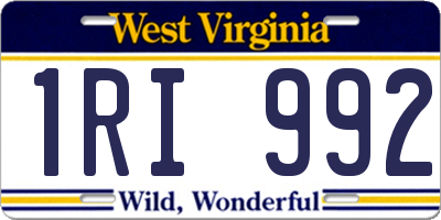WV license plate 1RI992