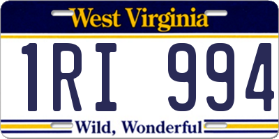 WV license plate 1RI994