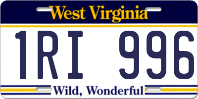 WV license plate 1RI996