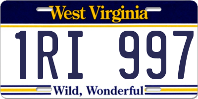 WV license plate 1RI997