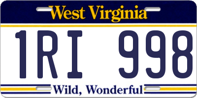 WV license plate 1RI998