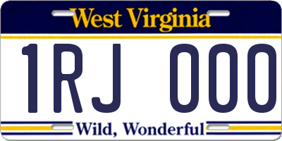 WV license plate 1RJ000