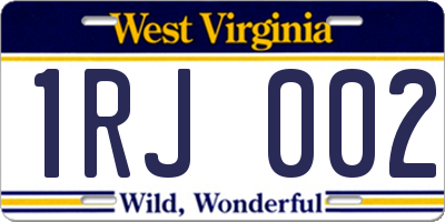 WV license plate 1RJ002