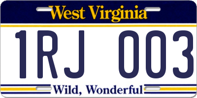 WV license plate 1RJ003