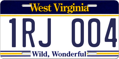 WV license plate 1RJ004
