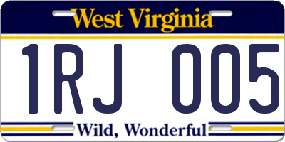 WV license plate 1RJ005