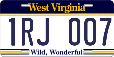 WV license plate 1RJ007