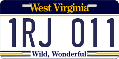 WV license plate 1RJ011