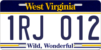 WV license plate 1RJ012