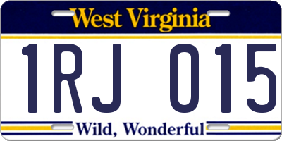 WV license plate 1RJ015