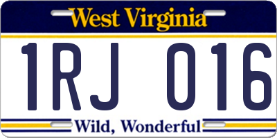 WV license plate 1RJ016