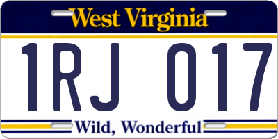WV license plate 1RJ017