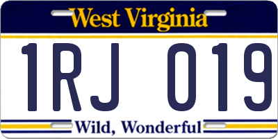 WV license plate 1RJ019
