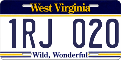 WV license plate 1RJ020