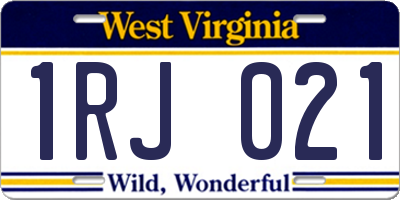 WV license plate 1RJ021