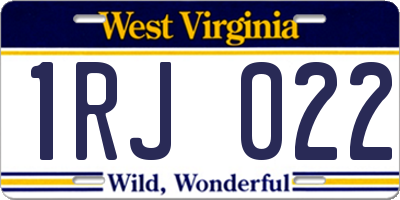 WV license plate 1RJ022