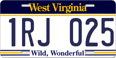 WV license plate 1RJ025