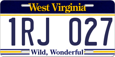 WV license plate 1RJ027