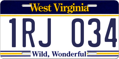 WV license plate 1RJ034