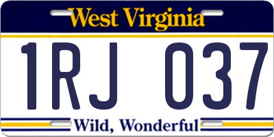 WV license plate 1RJ037