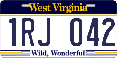 WV license plate 1RJ042