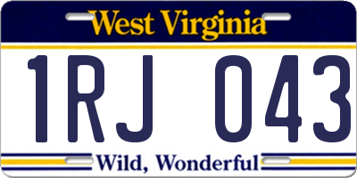 WV license plate 1RJ043