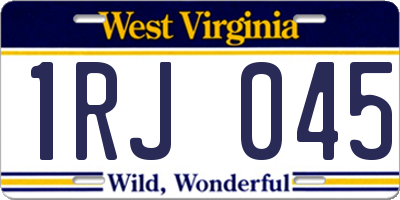 WV license plate 1RJ045