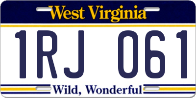WV license plate 1RJ061