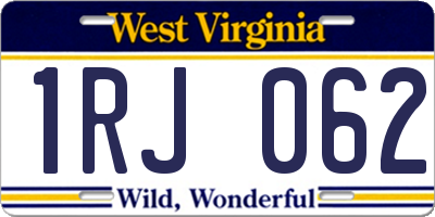 WV license plate 1RJ062