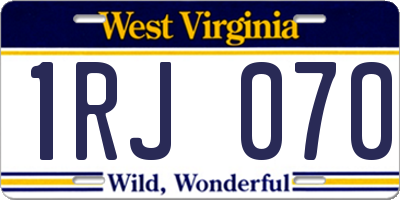 WV license plate 1RJ070