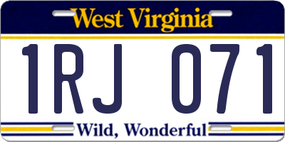 WV license plate 1RJ071