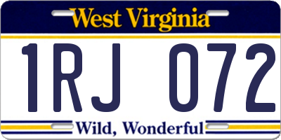 WV license plate 1RJ072