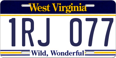 WV license plate 1RJ077