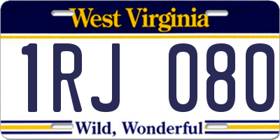 WV license plate 1RJ080