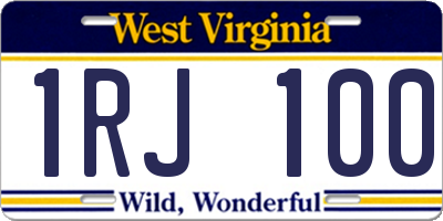 WV license plate 1RJ100