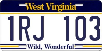 WV license plate 1RJ103