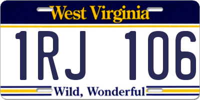 WV license plate 1RJ106