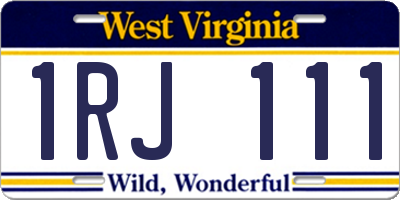WV license plate 1RJ111