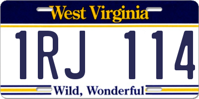 WV license plate 1RJ114