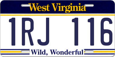 WV license plate 1RJ116
