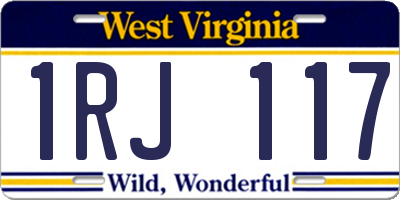 WV license plate 1RJ117