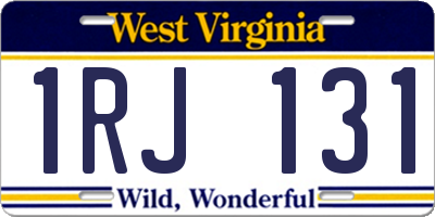 WV license plate 1RJ131