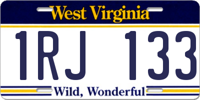 WV license plate 1RJ133