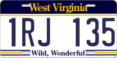 WV license plate 1RJ135